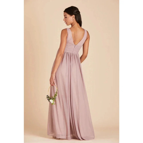 NWT Birdy Grey Lianna Maxi Dress Twisted V-Neck Empire Waist Mesh Mauve Size M - Picture 6 of 10